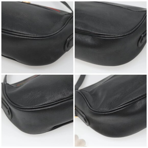 GUCCI Web Sherry Line Shoulder Bag Leather Black - Picture 16 of 16